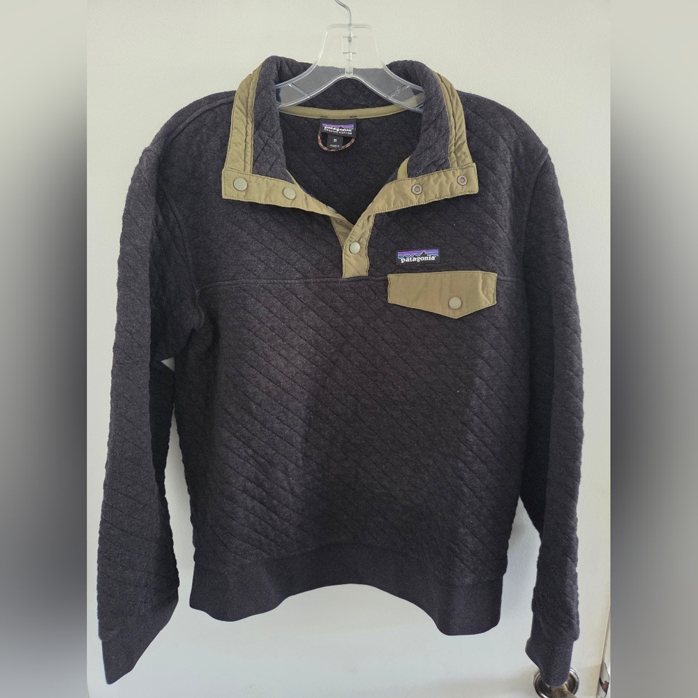 PATAGONIA Cotton Quilt Snap T Pullover Sweatshirt - Navy Blue - Women’s Medium